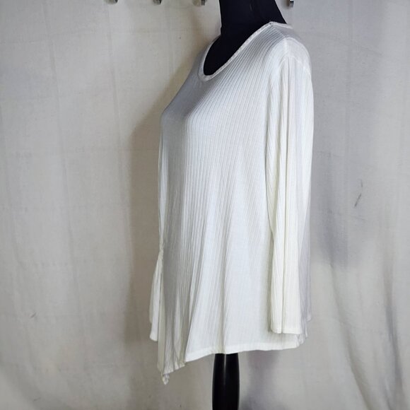 Simply Vera Wang White Ribbed Rayon Span LS Handkerchief Hem Cinch Front Top XL - Picture 9 of 16